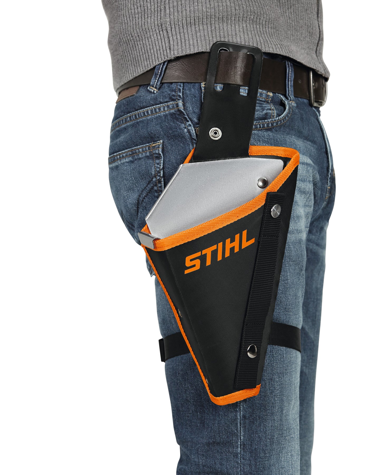 Particolare della linguetta di sicurezza della fondina Stihl per GTA 26