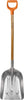 Pala da neve Fiskars con manico in legno e impugnatura a D arancione, pala in metallo resistente, ideale per spalare neve e ghiaccio, attrezzo da giardino di alta qualità, design ergonomico per una presa confortevole.
