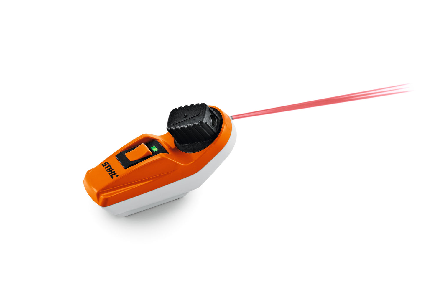 Vista laterale del Laser di precisione 2-in-1 di Stihl durante l'operazione di taglio