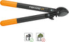 Forbici da potatura Fiskars L71 con manici arancioni, ideali per tagliare rami secchi e morti. Struttura robusta e lame affilate per un taglio preciso e senza sforzo. Perfette per giardinaggio e manutenzione di alberi e arbusti.