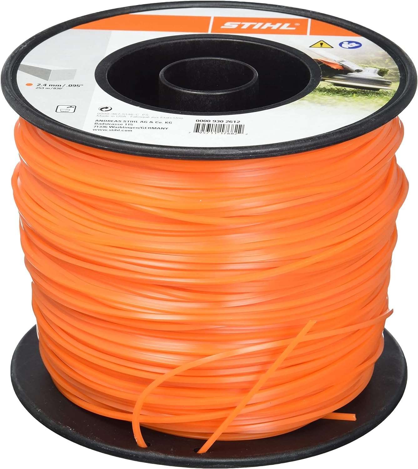 Bobina di filo per decespugliatore STIHL, diametro 2,4 mm, lunghezza 261 m, colore arancione. Ideale per tagliaerba e attrezzature da giardinaggio. Alta qualità e resistenza per un taglio efficiente e duraturo. Prodotto in Germania.