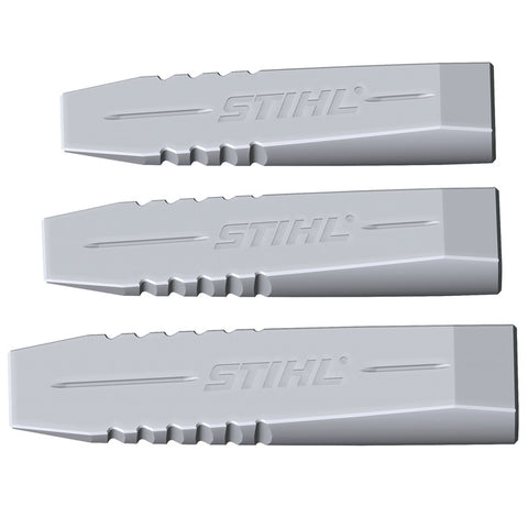 Cunei Stihl per abbattimento e spaccalegna in alluminio, vista laterale.