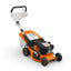 Tosaerba a scoppio STIHL RM 248 da vista laterale con cesto raccoglierba