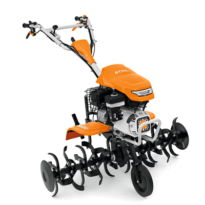 Vista laterale della Motozappa STIHL MH 700 in ambiente esterno
