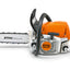 Dettaglio ravvicinato della barra e catena STIHL MS 231