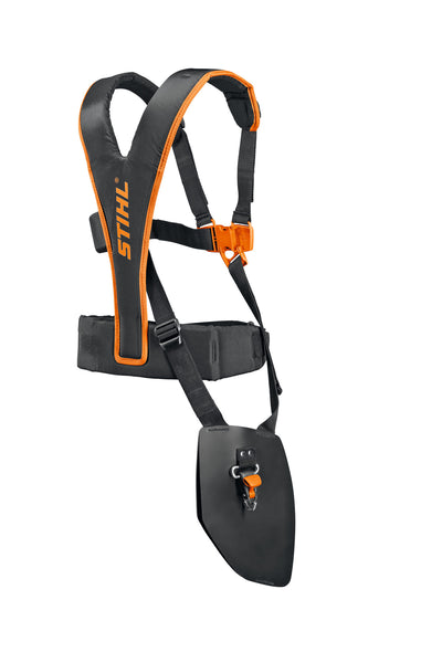 Tracolla forestale ADVANCE STIHL con struttura ergonomica e piastra per gambe sospesa.
