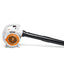 Vista laterale del Soffiatore a scoppio STIHL BG 56 mostrando l'impugnatura ergonomica e la bocchetta tonda.