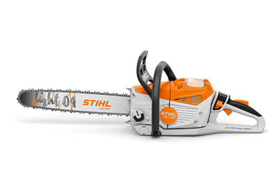 Dettaglio della barra e catena della motosega Stihl MSA 300