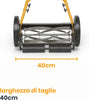 Rasaerba manuale con larghezza di taglio di 40 cm, ideale per piccoli giardini. Dotato di lame rotanti e ruote robuste per un taglio preciso e uniforme. Perfetto per chi cerca una soluzione ecologica e senza motore per la manutenzione del prato.