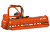 Vista posteriore della trinciatrice Sicma TMX 185 spostabile con rullo di appoggio e dettagli della trasmissione visibili.
